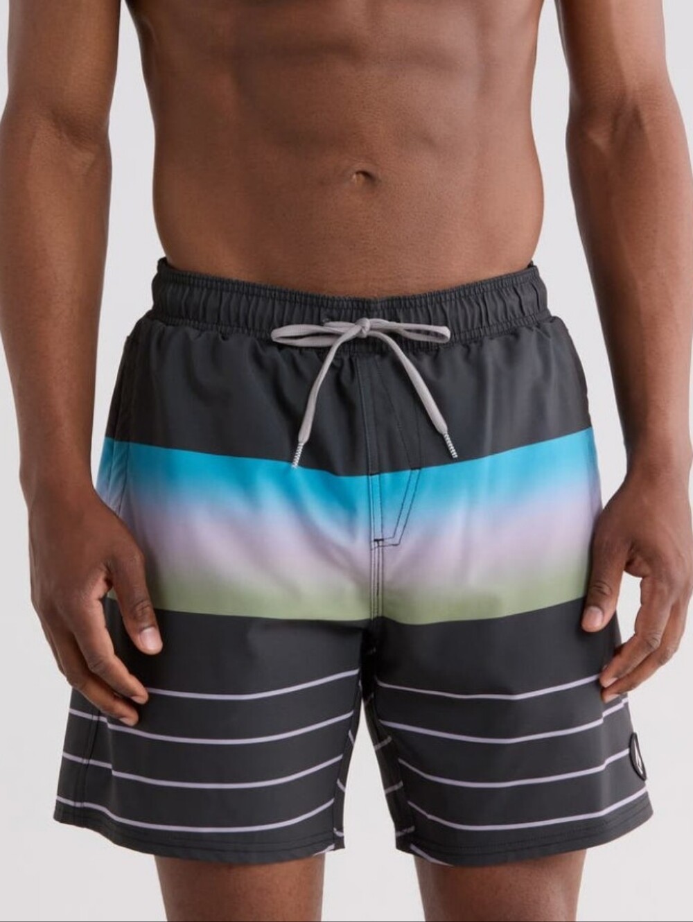 Volcom Men's Black Stripe Swim Trunks